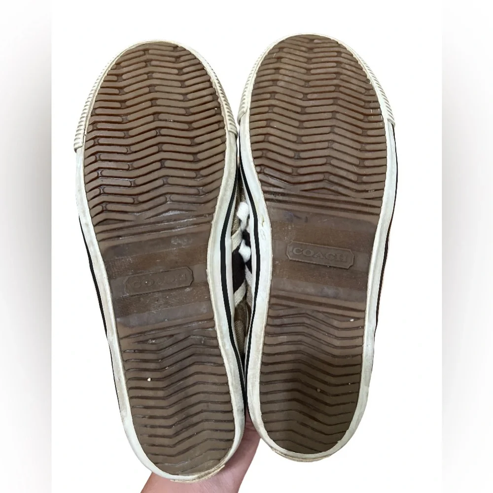 COACH Womens Size 8 Brown Signature C Lace Up Sneakers Logo Shoes - Picture 5 of 5